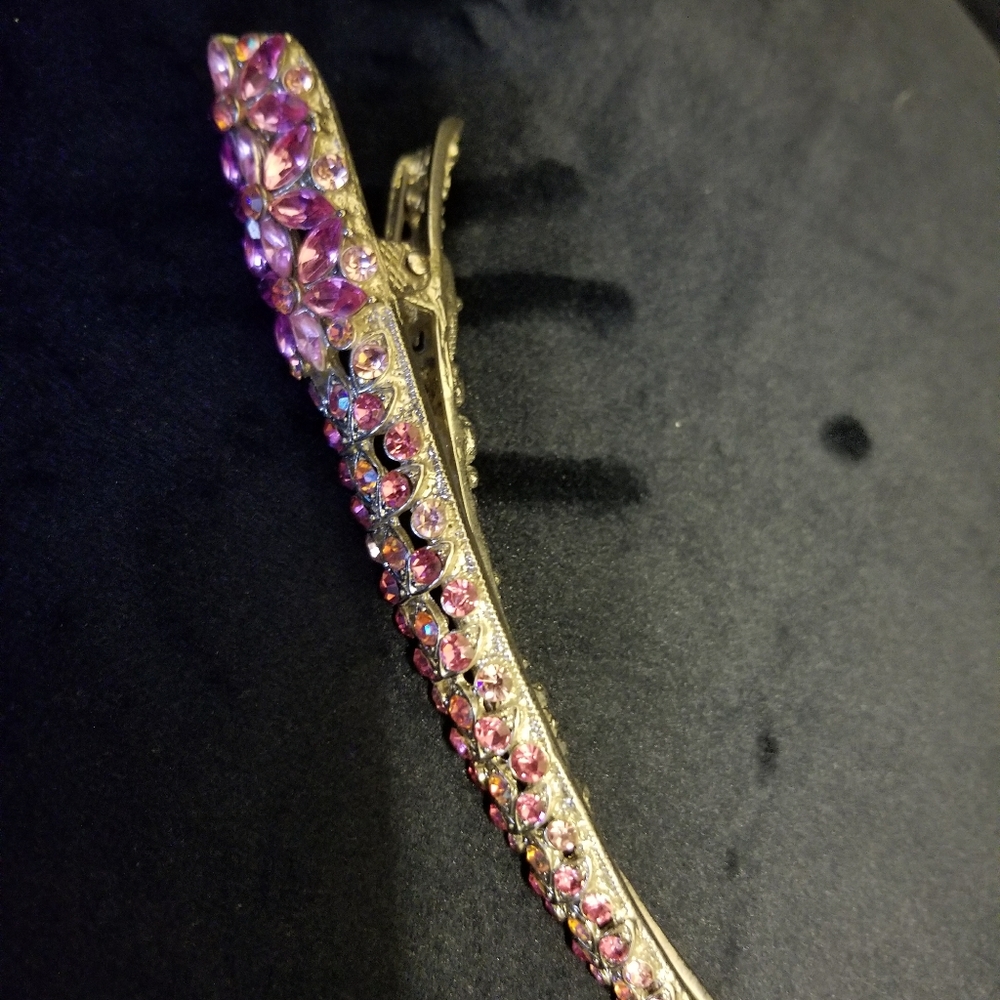 Pink Rhinestones crystals elegant hair clip